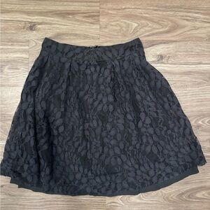 DownEast Black Floral A-Line Skirt